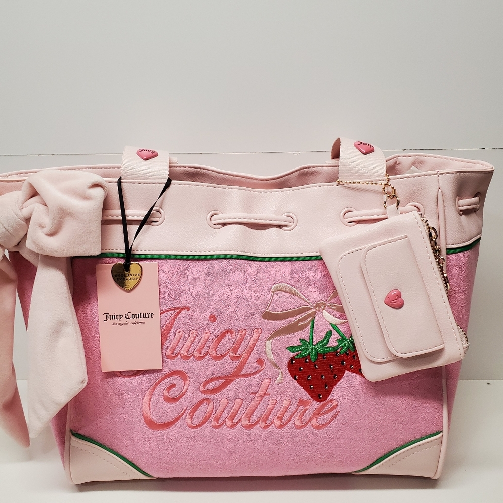 Juicy Couture Daydreamer Cherry Blossom Retro Strawberry Tote Bag with Card Hold